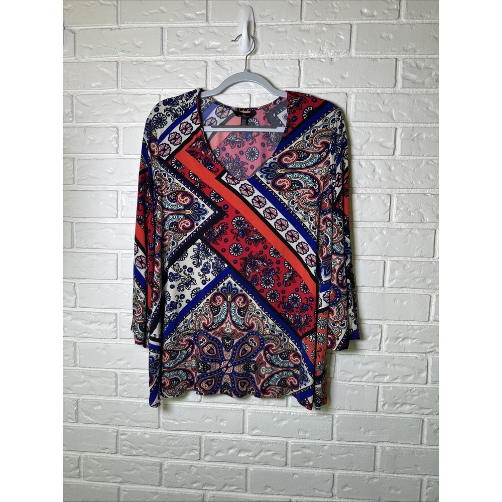 Jules & Leopold Size XLarge Top Paisley Print‎ V Neck Colorful Womens